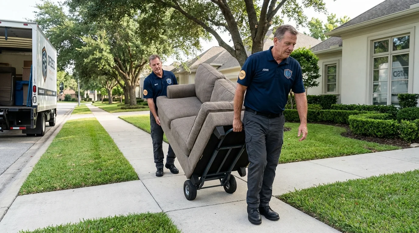 Local residential moving crew loading furniture in Belmond, IA